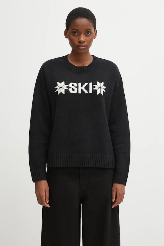 Helly Hansen sweter z dodatkiem wełny BLISS okrągły czarny 54604