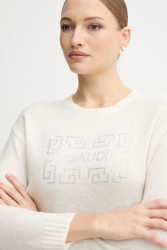 Gaudi sweter z dodatkiem wełny beżowy 521BD53009