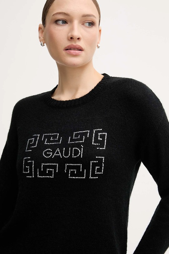 Gaudi sweter z dodatkiem wełny czarny 521BD53009