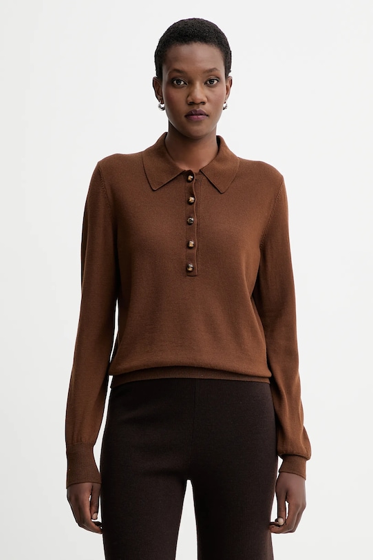 Шерстяной свитер Sessun тонкий коричневый 25109022