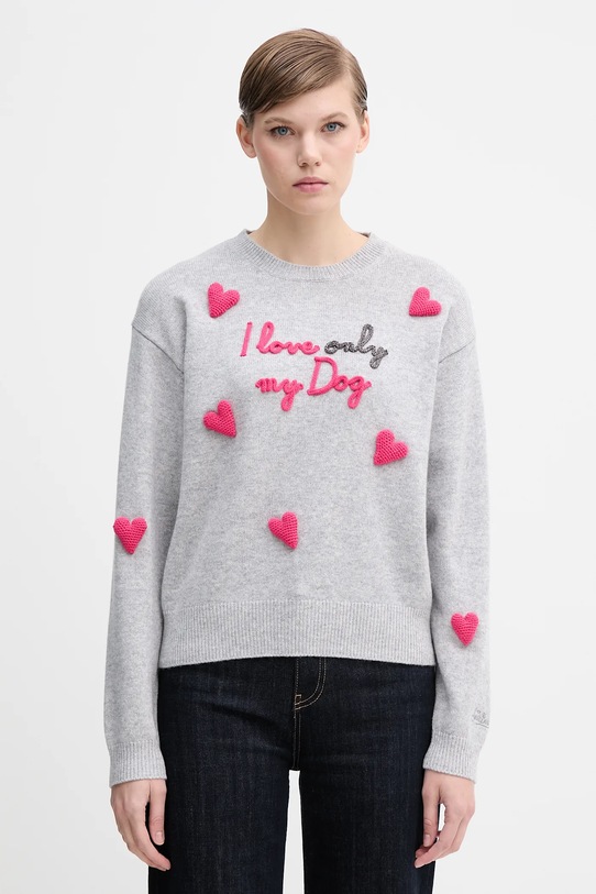 MC2 Saint Barth sweter z dodatkiem wełny okrągły szary LOUI004