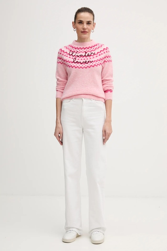 MC2 Saint Barth sweter z dodatkiem wełny z alpaki QUE0031 różowy AA00