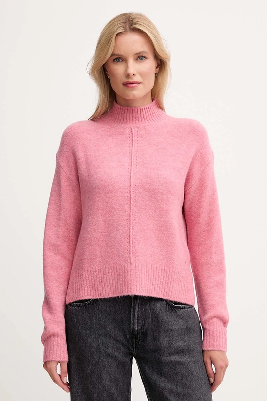 Pepe Jeans sweter z domieszką wełny półgolf różowy PL7000032