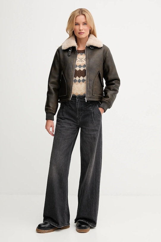 Pepe Jeans sweter z dodatkiem wełny PL7000039 brązowy AW25