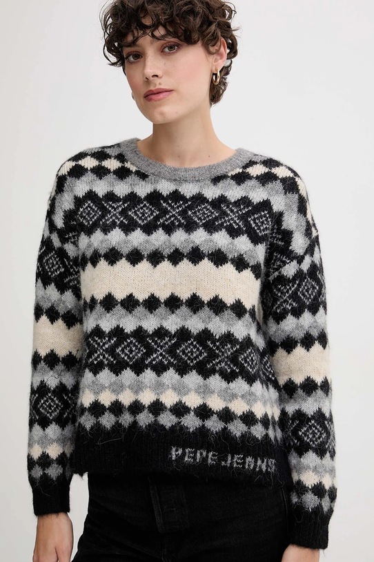 Pulover z dodatkom volne Pepe Jeans siva PL7000039