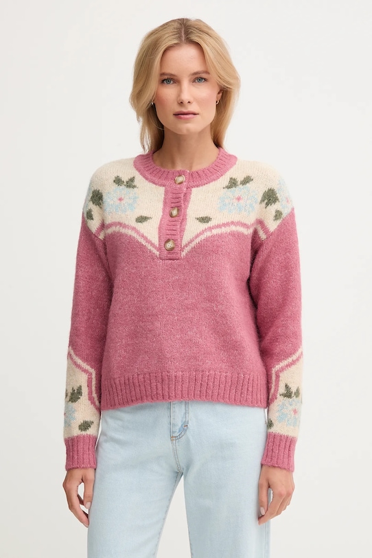 Свитер с добавлением шерсти Pepe Jeans плотний розовый PL7000041