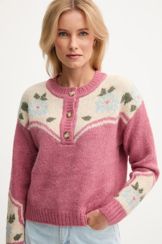 Pepe Jeans sweter z dodatkiem wełny różowy PL7000041