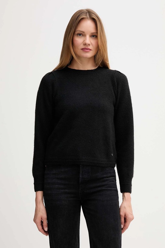 Pepe Jeans sweter z domieszką wełny okrągły czarny PL7000045