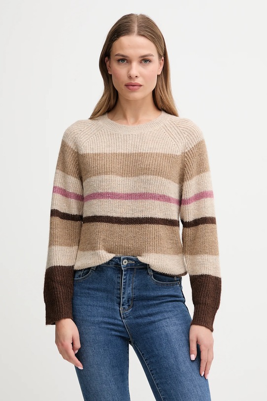 Pepe Jeans sweter z domieszką wełny okrągły beżowy PL7000046