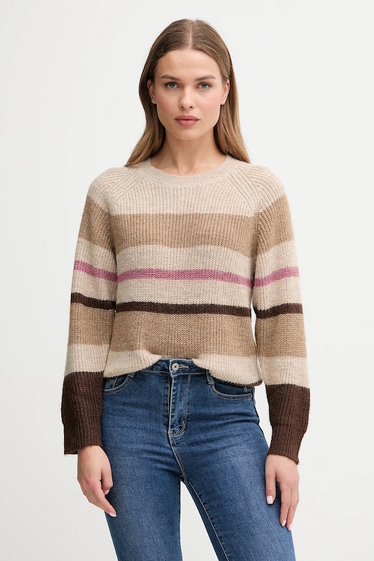 Pepe Jeans pulover din amestec de lână grosime medie bej PL7000046