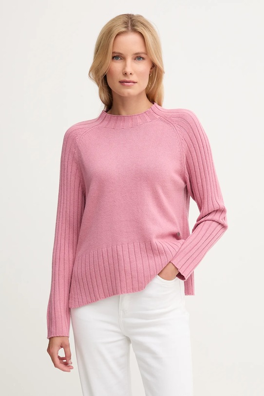 Pepe Jeans sweter z dodatkiem wełny okrągły różowy PL7000056