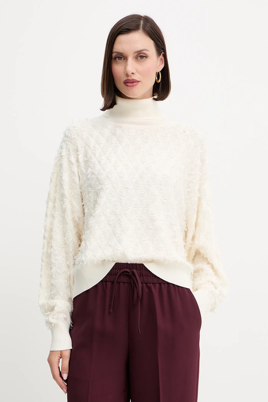 Twinset sweter z domieszką wełny z domieszką wełny beżowy 252AP3200