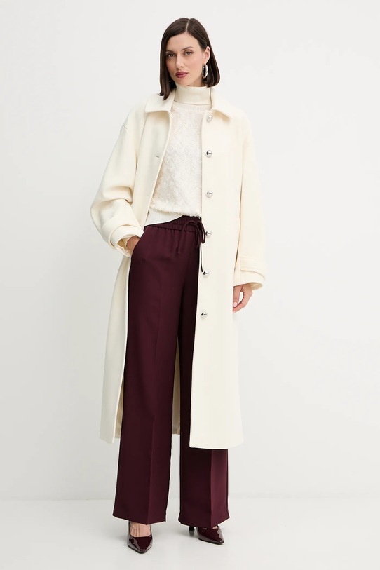 Twinset sweter z domieszką wełny 252AP3200 beżowy AW25