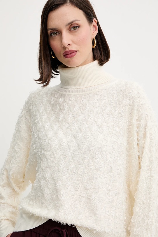 Twinset sweter z domieszką wełny beżowy 252AP3200