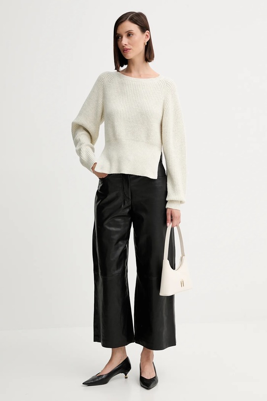 Twinset sweter z domieszką wełny 252AP3240 beżowy AW25