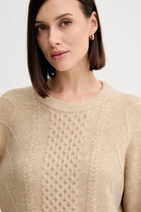Twinset sweter z domieszką wełny beżowy 252AP3043