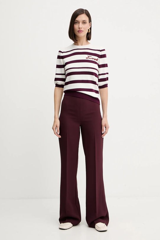 Sveter s prímesou kašmíru Twinset 252TP3090 burgundské AW25