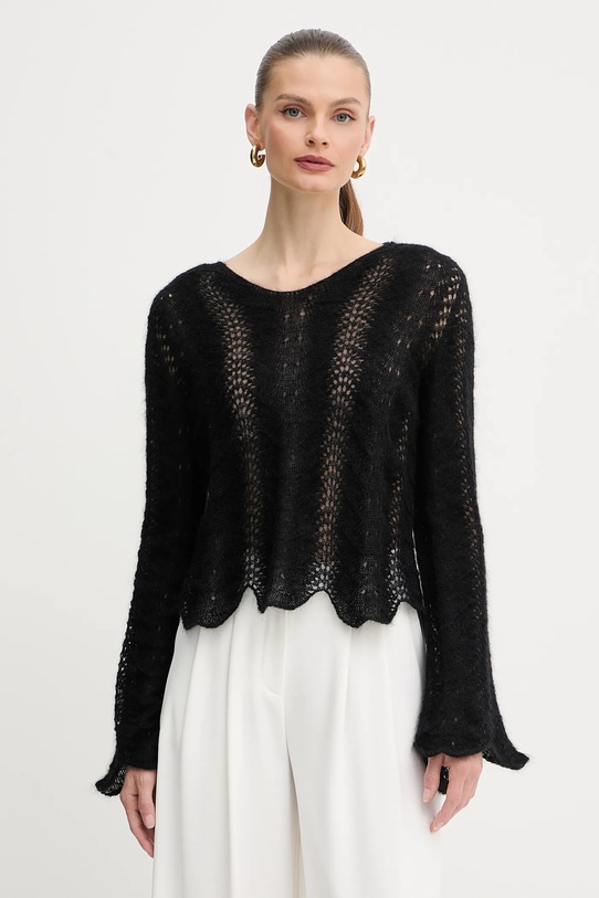 Twinset gyapjú pulóver gyapjú fekete 252TP3524