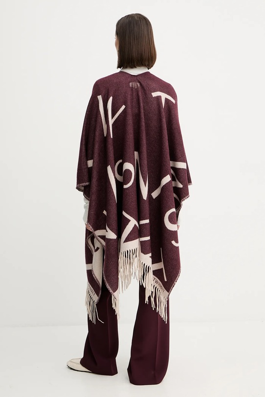 Îmbrăcăminte Twinset poncho din amestec de lână 252TA4220 burgundia