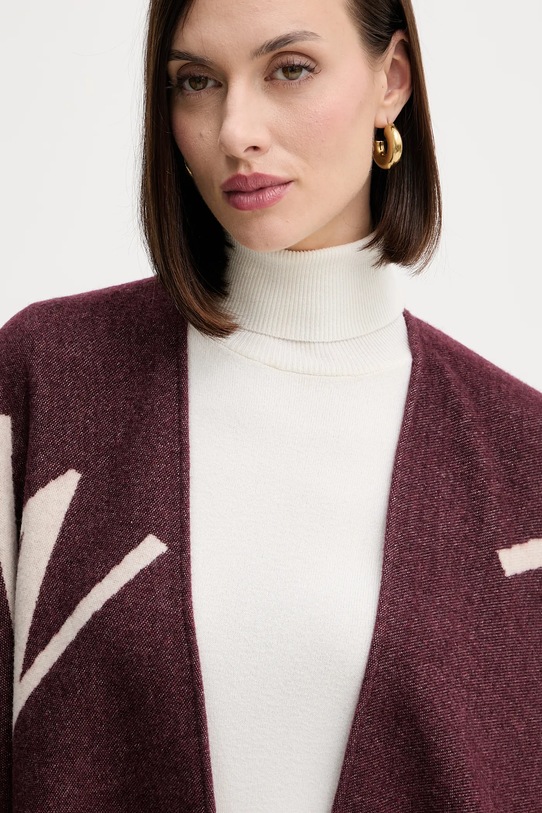 Twinset poncho din amestec de lână burgundia 252TA4220