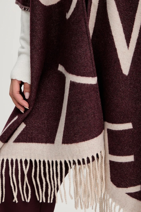 Twinset poncho din amestec de lână 252TA4220 burgundia