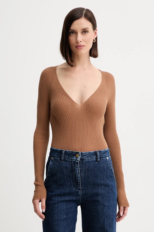 Twinset pulover de lână subtiri maro 252TT3110