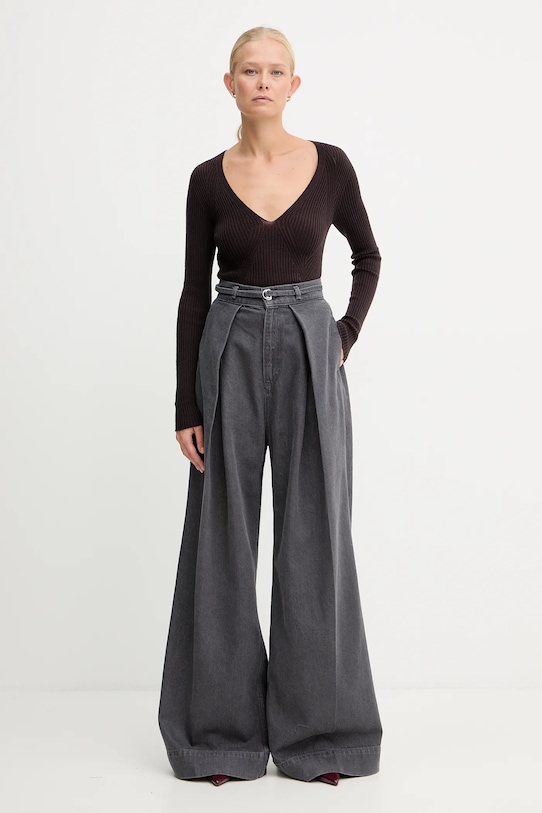 Twinset sweter wełniany 252TT3110 brązowy AW25