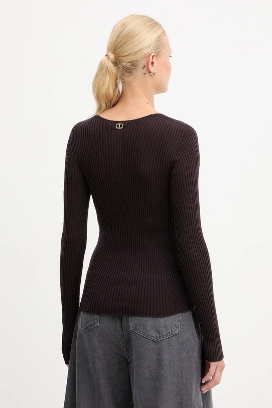 Odzież Twinset sweter wełniany 252TT3110 brązowy