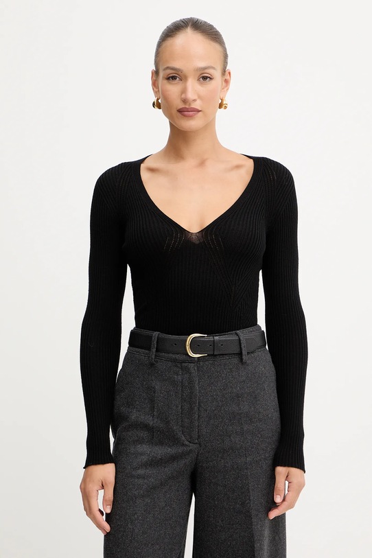 Twinset pulover de lână subtiri negru 252TT3110