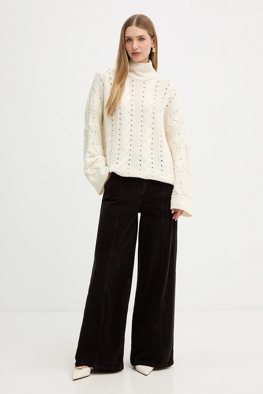 Twinset sweter z wełną 252TT3101 beżowy AW25