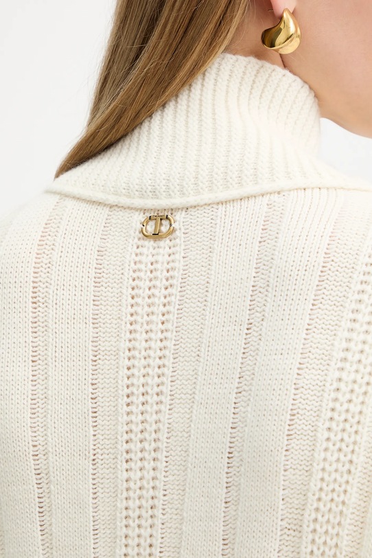 Twinset sweter z wełną 252TT3101 beżowy