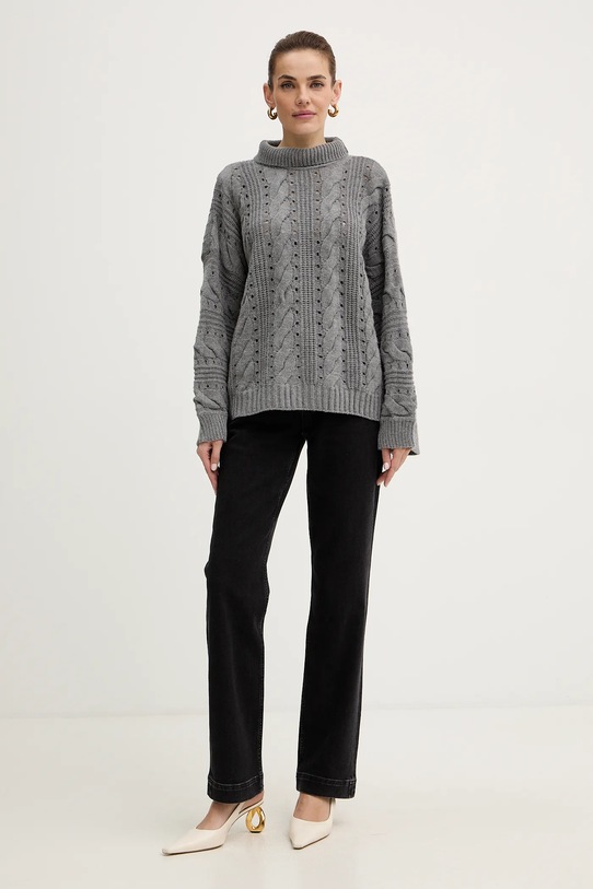 Twinset sweter z wełną 252TT3101 szary AW25