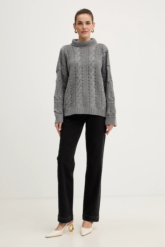 Twinset sweter z wełną 252TT3101 szary AW25