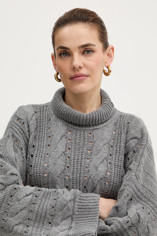 Twinset sweter z wełną szary 252TT3101