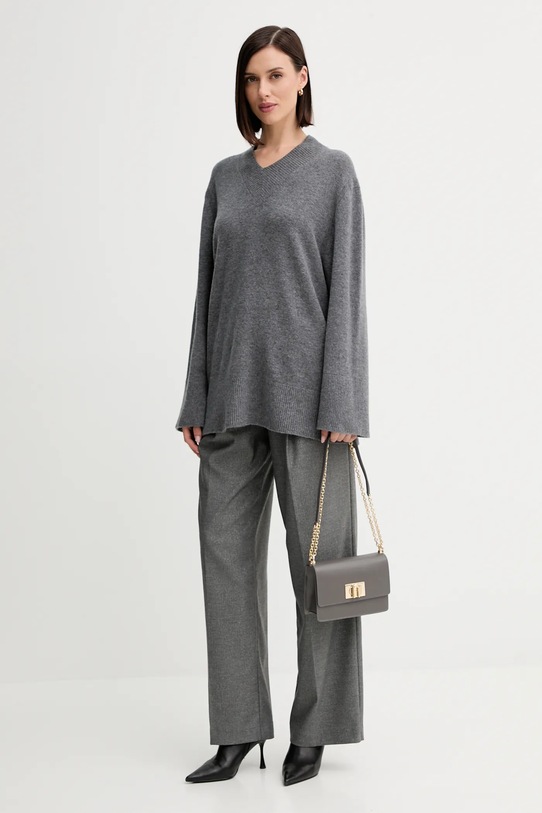 Twinset pulover de lână 252TF3043 gri AW25