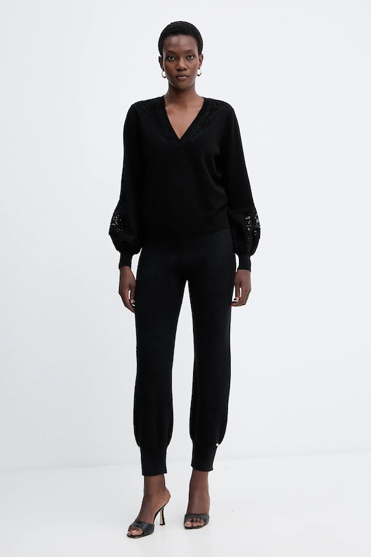 Twinset sweter z domieszką wełny 252TT3440 czarny AW25