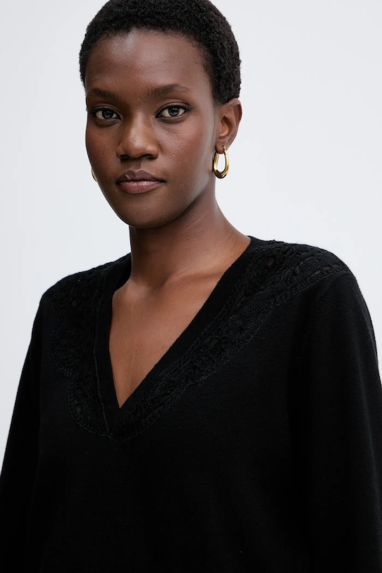 Twinset sweter z domieszką wełny czarny 252TT3440