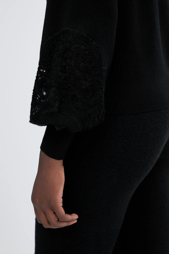 Twinset sweter z domieszką wełny 252TT3440 czarny