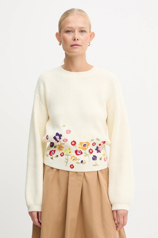 Twinset pulover din amestec de lână groase bej 252AT3120