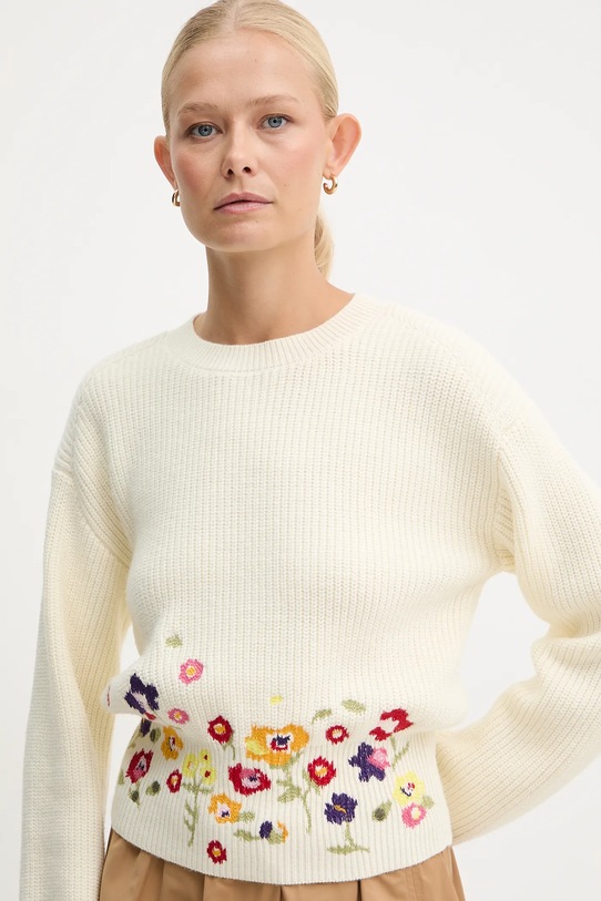 Twinset pulover din amestec de lână bej 252AT3120