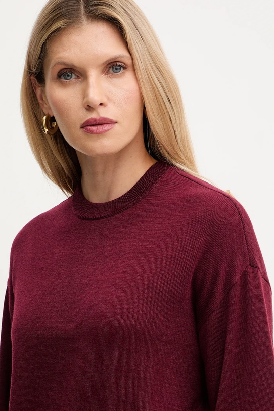 Twinset sweter z dodatkiem wełny bordowy 252LL3FAA