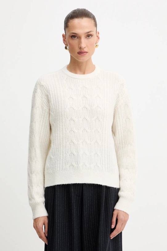 Twinset pulover din amestec de lână grosime medie bej 252LL3HCC