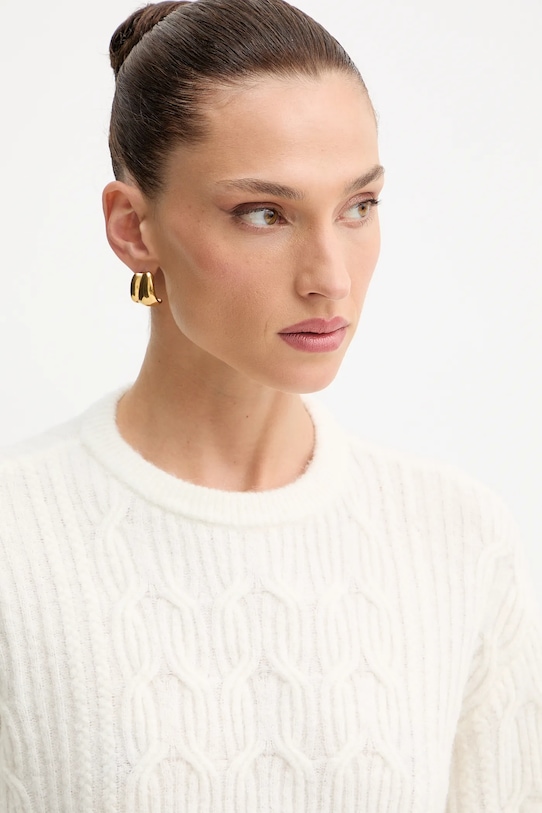 Twinset sweter z dodatkiem wełny 252LL3HCC beżowy