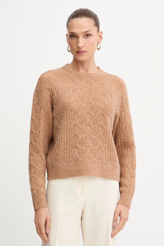 Twinset pulover din amestec de lână grosime medie maro 252LL3HCC