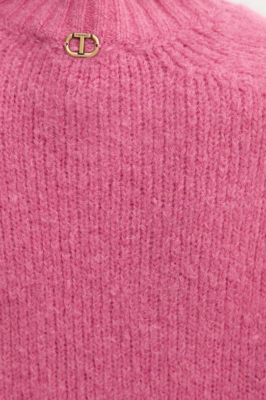 Twinset sweter z wełną 252TT3136 różowy
