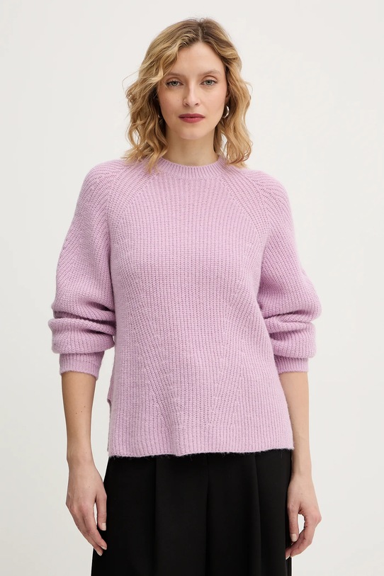 Twinset sweter z dodatkiem alpaki okrągły różowy 252TT3060
