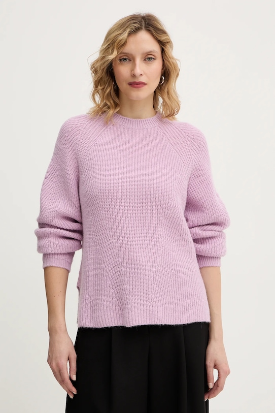 Twinset sweter z dodatkiem alpaki okrągły różowy 252TT3060