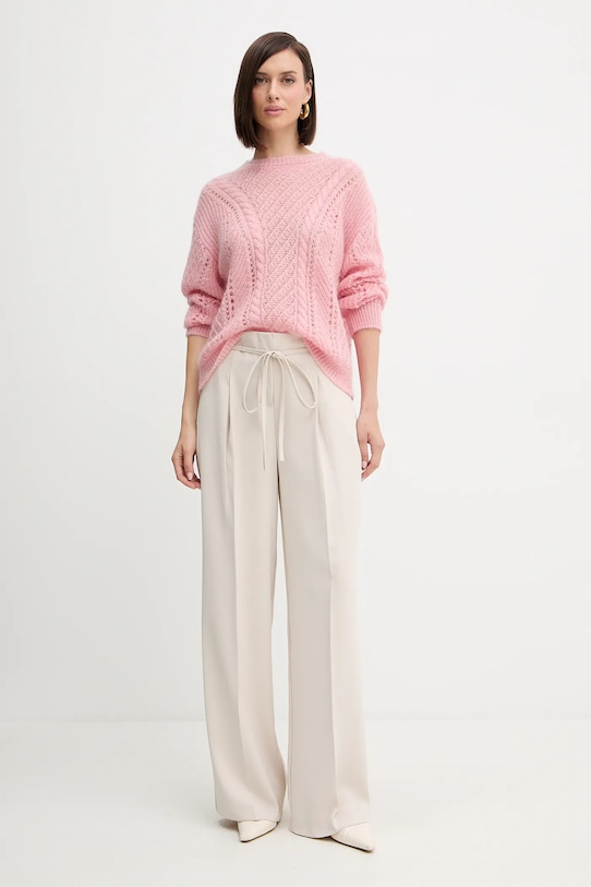 Twinset sweter z wełną 252TT3201 różowy AW25