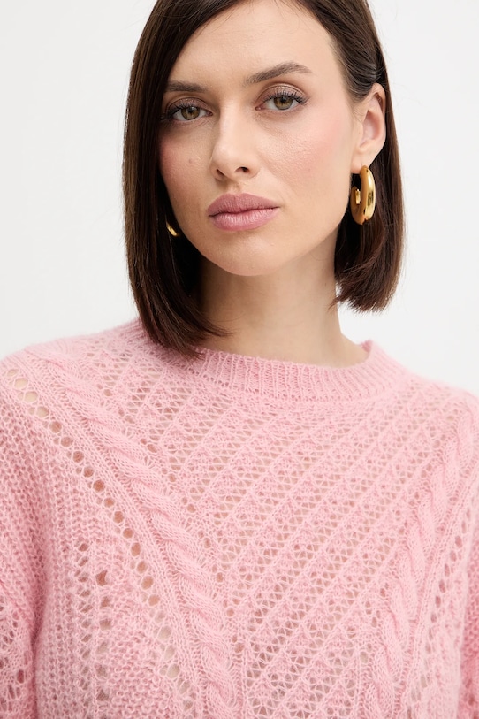 Twinset sweter z wełną różowy 252TT3201