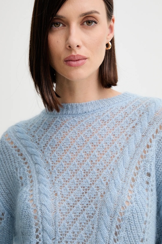 Twinset pulover de lână albastru 252TT3201